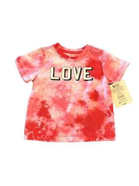 Way to Celebrate! Baby Girl 12M Valentine's Day Pink and Red Love Tie-Dye Short